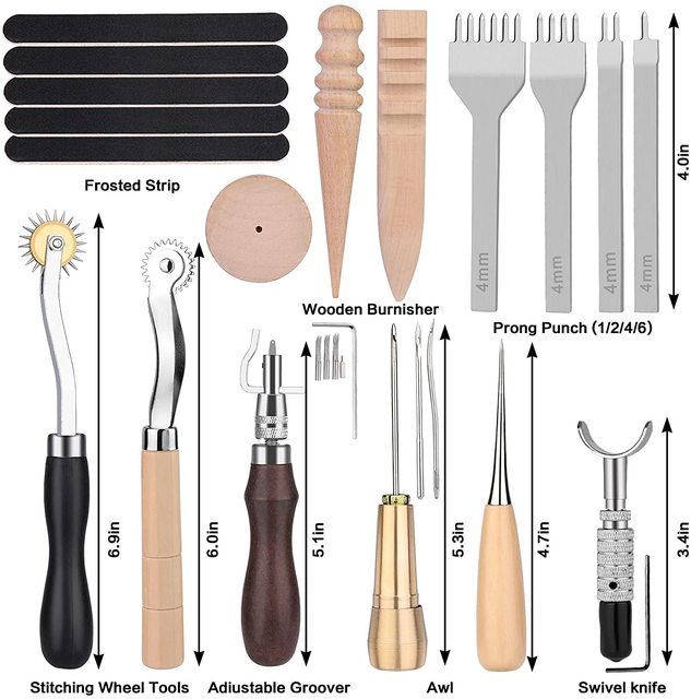 48 Pieces Leather Working Tools Kit and Supplies All in One Leather Craft  Stamping Tools for